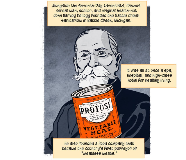 John Kellogg holding can of meatless meat