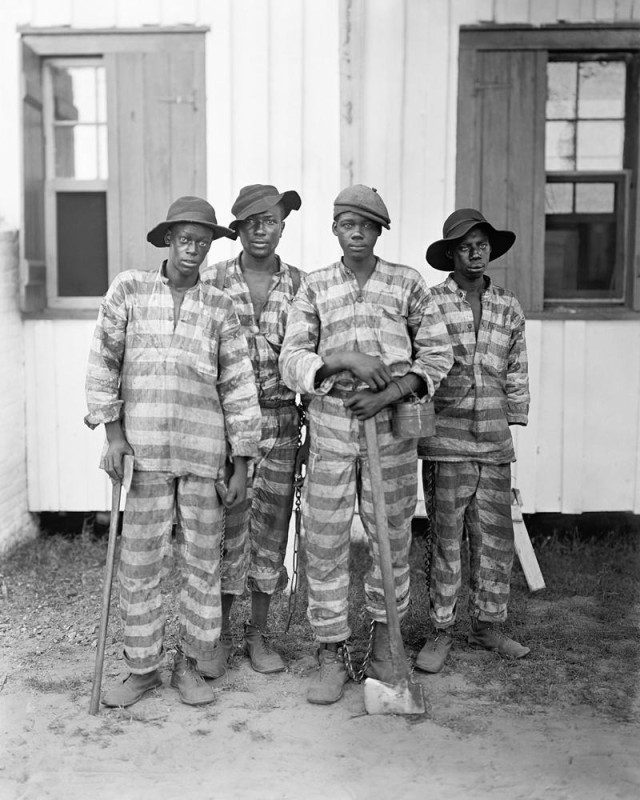 Men convicted of a crime and leased to harvest timber in Florida, 1915. (Library of Congress via AP)