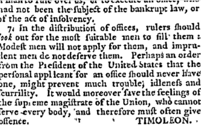 excerpt from a newspaper article attributed to Timoleon.
