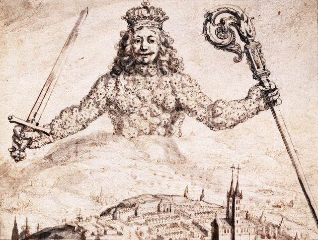Drawing of a king whose body is made of his subjects.