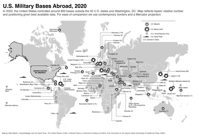 Map of U.S. military bases abroad.
