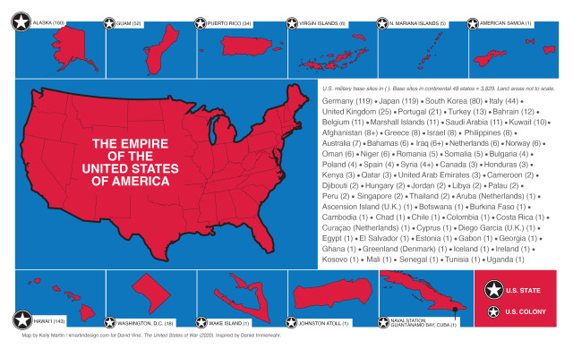Map of the U.S. and its colonies.